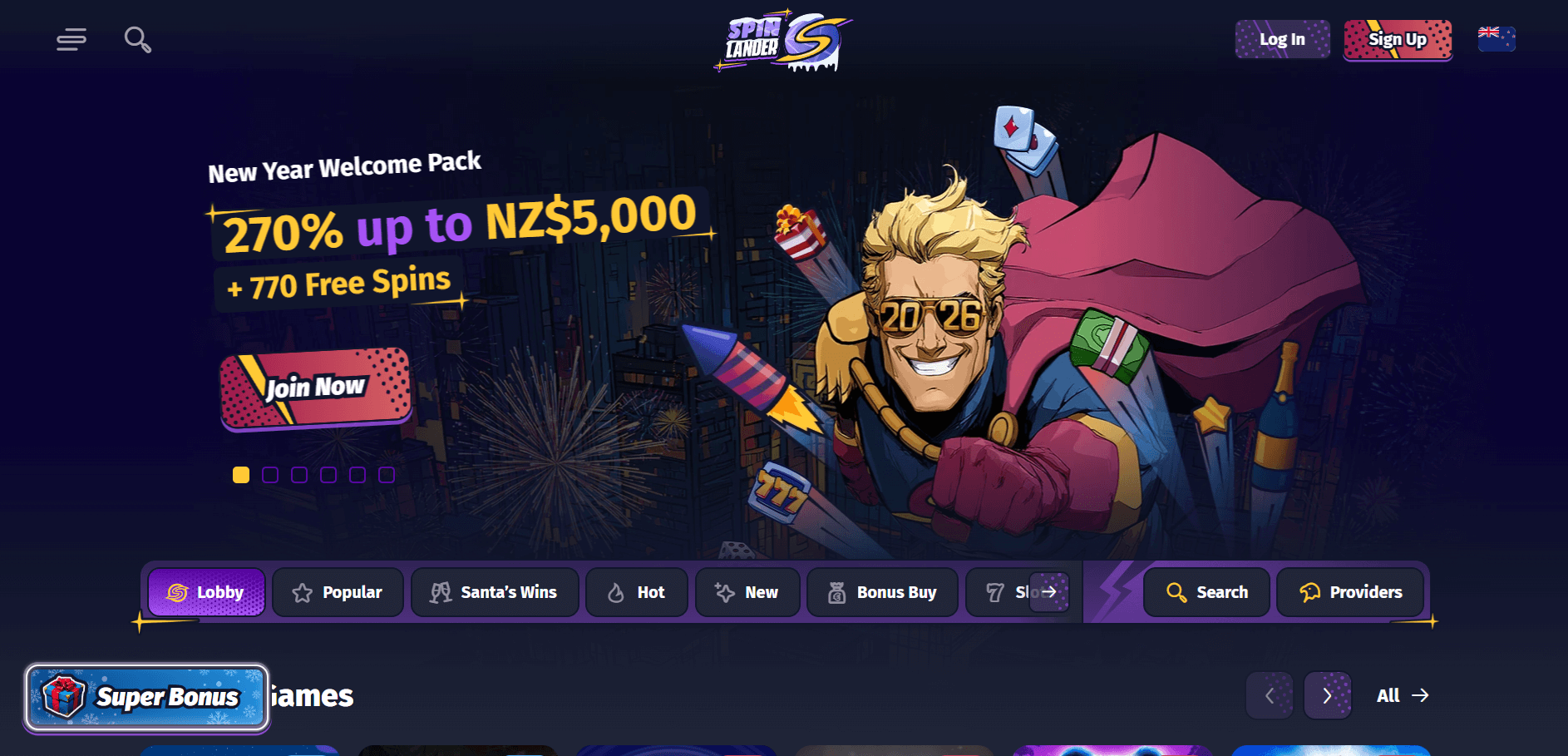 Spinlander Casino Welcome Bonus Page